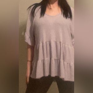 Altar’d State Waffle V-Neck Pullover Blouse